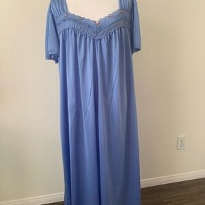 Blue Maxi Gown with Embellished Neckline